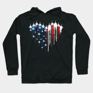 Fighter Jet Airplane American Flag Heart 4Th Of July Hoodie